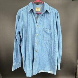 Vtg 1250 North Shirt Mens Medium Blue Denim Button Down